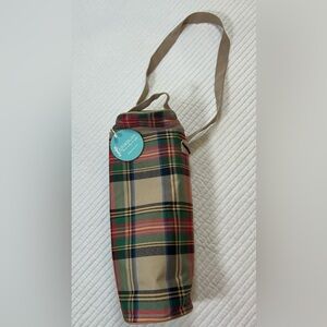 NWT Initials Inc. Plaid Insulated Wine Carrier w/ Cork Screw Attached.